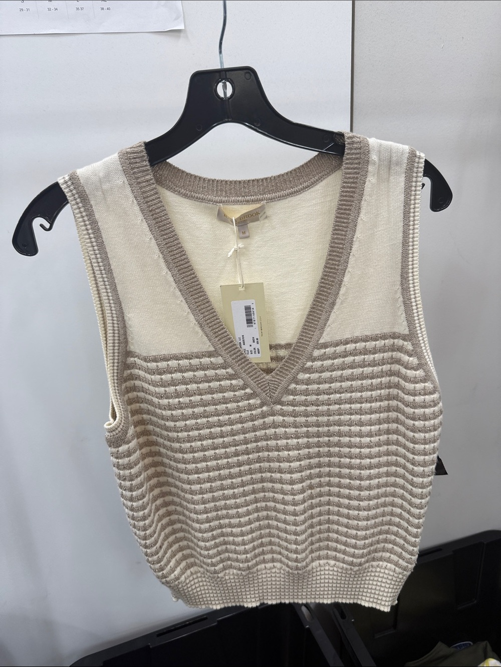 Ramy Brook Cream and Taupe Knit V-Neck Tank
